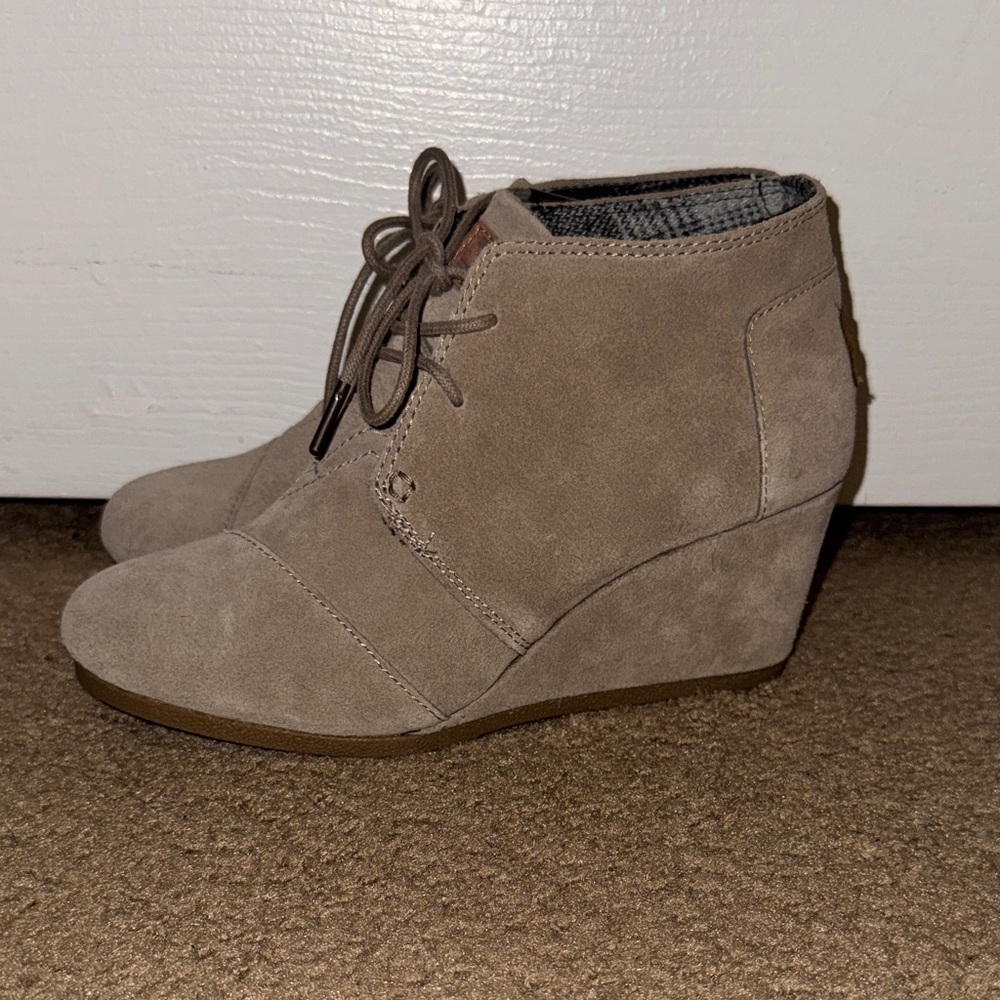 Toms Taupe Suede Wedge Shoes